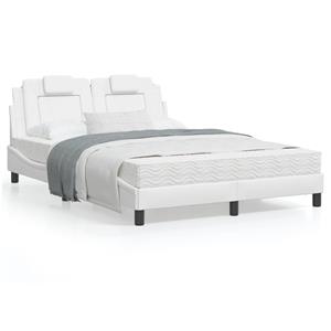 VidaXL Bed met matras kunstleer wit 120x200 cm
