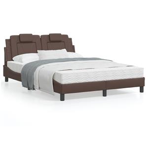 VidaXL Bed met matras kunstleer bruin 120x200 cm