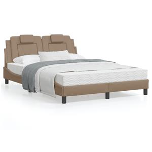 VidaXL Bed met matras kunstleer cappuccinokleurig 120x200 cm