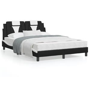 VidaXL Bed met matras kunstleer zwart en wit 120x200 cm