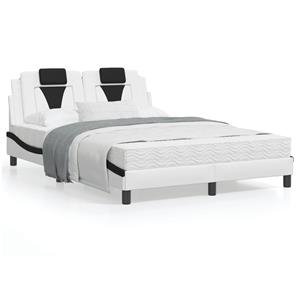 VidaXL Bed met matras kunstleer zwart en wit 120x200 cm