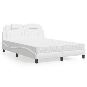 VidaXL Bed met matras kunstleer wit 140x190 cm