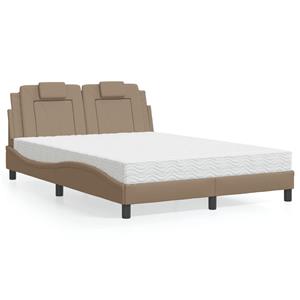 VidaXL Bed met matras kunstleer cappuccinokleurig 140x190 cm