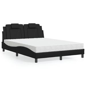 VidaXL Bed met matras kunstleer zwart 140x200 cm