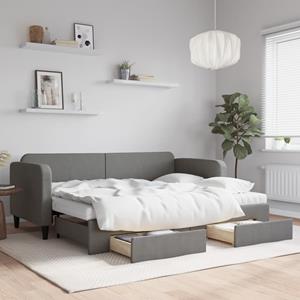 VidaXL Slaapbank onderschuifbed en lades 80x200 cm stof donkergrijs