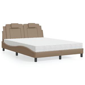 VidaXL Bed met matras kunstleer cappuccinokleurig 140x200 cm