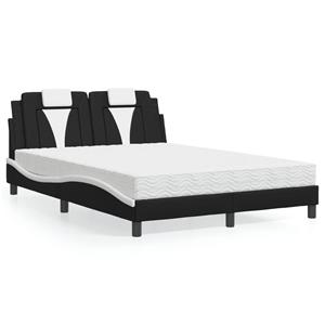 VidaXL Bed met matras kunstleer zwart en wit 140x200 cm