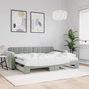 VidaXL Slaapbank onderschuifbed matrassen 80x200 cm fluweel lichtgrijs