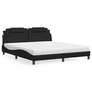 VidaXL Bed met matras kunstleer zwart 180x200 cm