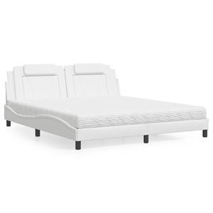 VidaXL Bed met matras kunstleer wit 180x200 cm
