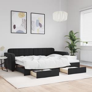 VidaXL Slaapbank met onderschuifbed en lades 80x200 cm fluweel zwart