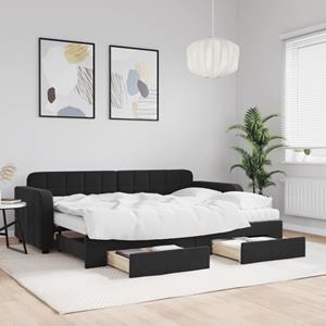 VidaXL Slaapbank met onderschuifbed en lades 80x200 cm fluweel zwart