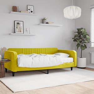 VidaXL Slaapbank met matras 100x200 cm fluweel geel
