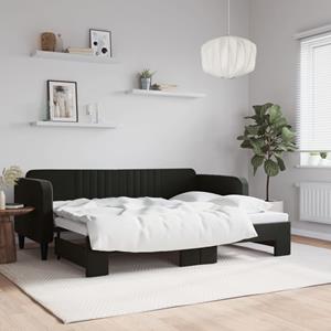 VidaXL Slaapbank met onderschuifbed 80x200 cm fluweel zwart