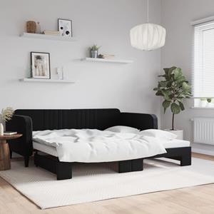 VidaXL Slaapbank met onderschuifbed 100x200 cm fluweel zwart