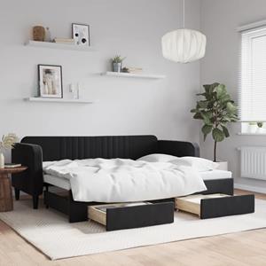 VidaXL Slaapbank met onderschuifbed en lades 80x200 cm fluweel zwart