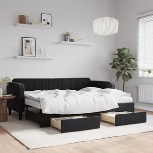 VidaXL Slaapbank met onderschuifbed en lades 80x200 cm fluweel zwart