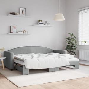 VidaXL Slaapbank met onderschuifbed 80x200 cm stof lichtgrijs