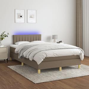 VidaXL Boxspring met matras en LED stof taupe 120x200 cm