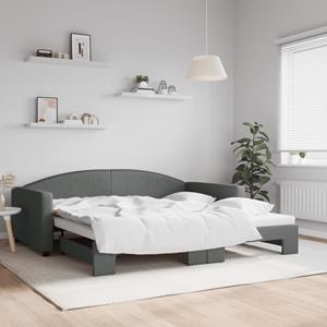 VidaXL Slaapbank met onderschuifbed 100x200 cm stof donkergrijs