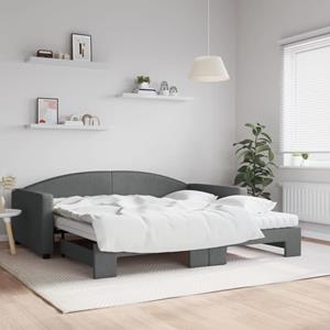 VidaXL Slaapbank onderschuifbed matrassen 100x200 cm stof donkergroen