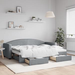 VidaXL Slaapbank met onderschuifbed en lades 80x200 cm stof lichtgrijs