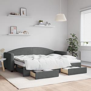 VidaXL Slaapbank onderschuifbed en lades 80x200 cm stof donkergrijs