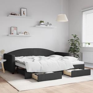 VidaXL Slaapbank met onderschuifbed en lades 90x200 cm stof zwart