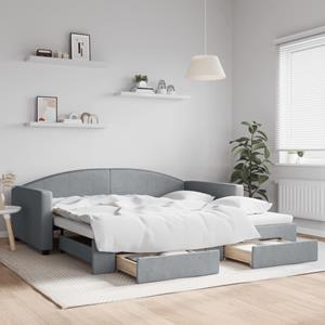 VidaXL Slaapbank onderschuifbed en lades 100x200 cm stof lichtgrijs