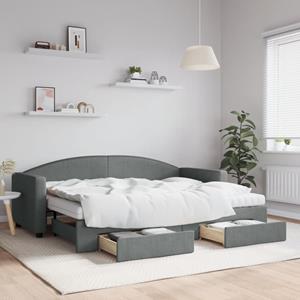VidaXL Slaapbank onderschuifbed en lades 80x200 cm stof donkergrijs