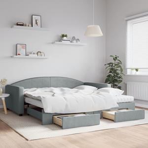 VidaXL Slaapbank onderschuifbed en lades 100x200 cm stof lichtgrijs
