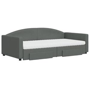 vidaXL Slaapbank onderschuifbed en lades 100x200 cm stof donkergrijs