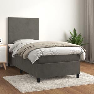 VidaXL Boxspring met matras fluweel donkergrijs 90x200 cm