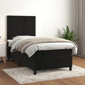 VidaXL Boxspring met matras fluweel zwart 90x200 cm