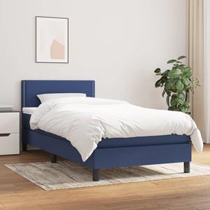 VidaXL Boxspring met matras stof blauw 100x200 cm