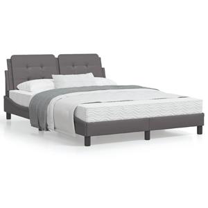 VidaXL Bed met matras kunstleer grijs 120x200 cm