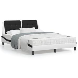 VidaXL Bed met matras kunstleer wit en zwart 140x200 cm