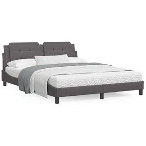 VidaXL Bed met matras kunstleer grijs 160x200 cm