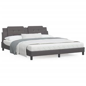 VidaXL Bed met matras kunstleer grijs 180x200 cm