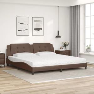 vidaXL Bed met matras kunstleer bruin 200x200 cm