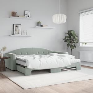 VidaXL Slaapbank onderschuifbed matrassen 90x200 cm fluweel lichtgrijs