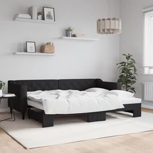 VidaXL Slaapbank met onderschuifbed 80x200 cm stof zwart