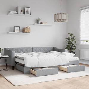 VidaXL Slaapbank met onderschuifbed en lades 80x200 cm stof lichtgrijs