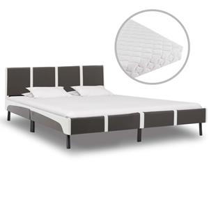 VidaXL Bed met matras grijs en wit kunstleer 180x200 cm