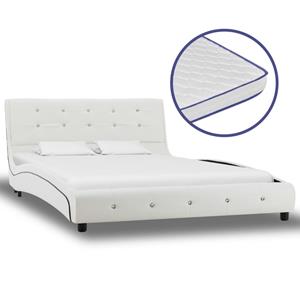 VidaXL Bed met traagschuim matras kunstleer wit 120x200 cm