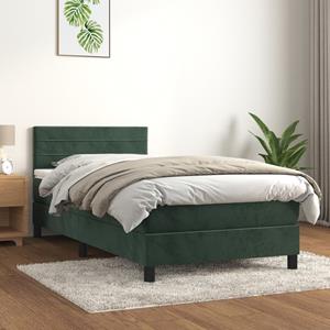 VidaXL Boxspring met matras fluweel donkergroen 100x200 cm