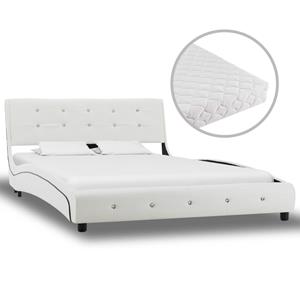 VidaXL Bed met matras kunstleer wit 120x200 cm
