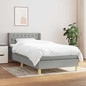 VidaXL Boxspring met matras stof lichtgrijs 90x200 cm