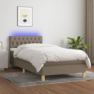 VidaXL Boxspring met matras en LED stof taupe 80x200 cm