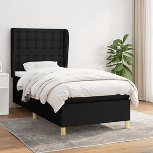 VidaXL Boxspring met matras stof zwart 80x200 cm